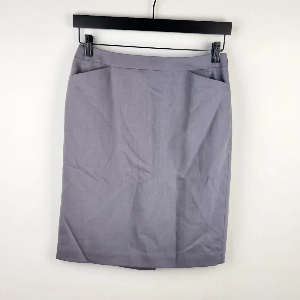 NWT Talbots Italian Wool Stretch Mini Pencil Skirt Gray sz 4P
